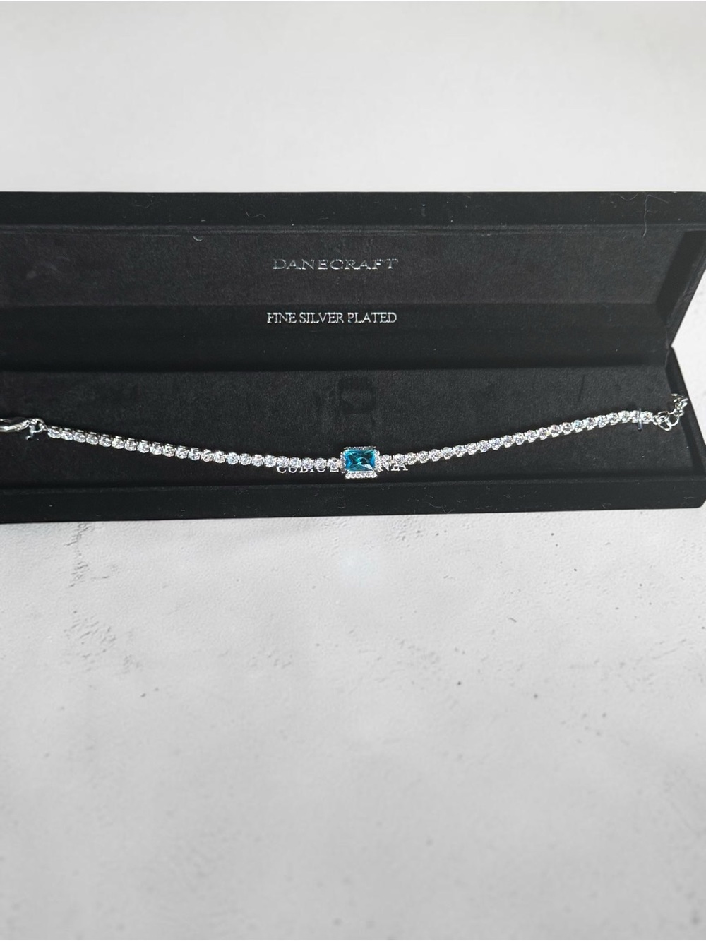 Danecraft Silver-Plated Bracelet with Blue Center Stone